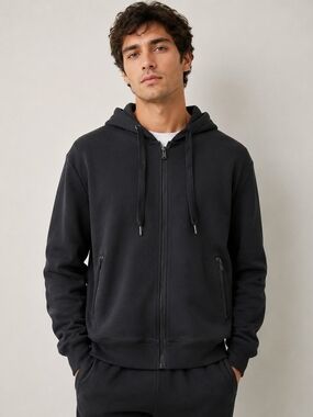 Murano Black Full Zip Hooded Sweater Size L